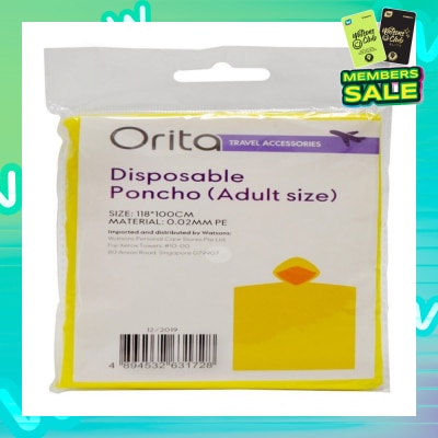 ORITA Orita Disposable Poncho Adult 1s