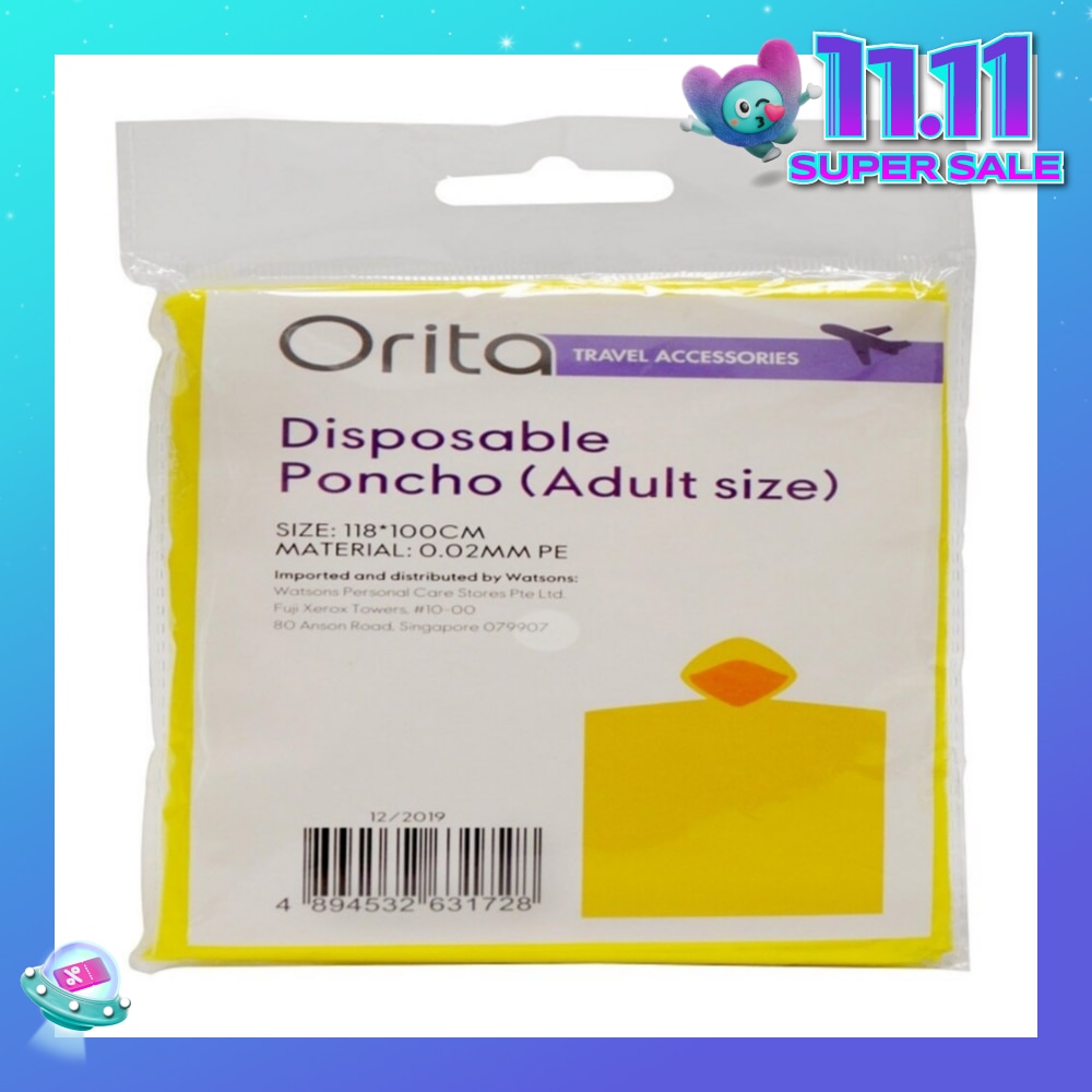 Orita Disposable Poncho Adult 1s