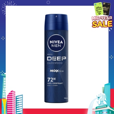 NIVEA For Men Deep Dry Clean Feel Anti-Perspirant Spray 150ml