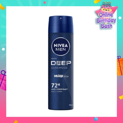 NIVEA For Men Deep Dry Clean Feel Anti-Perspirant Spray 150ml