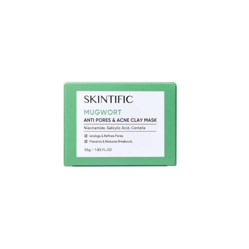 Mugwort Anti Pores & Acne Clay Mask (To Unclogs & Refines Pores, Prevents & Reduce Breakouts) 55g