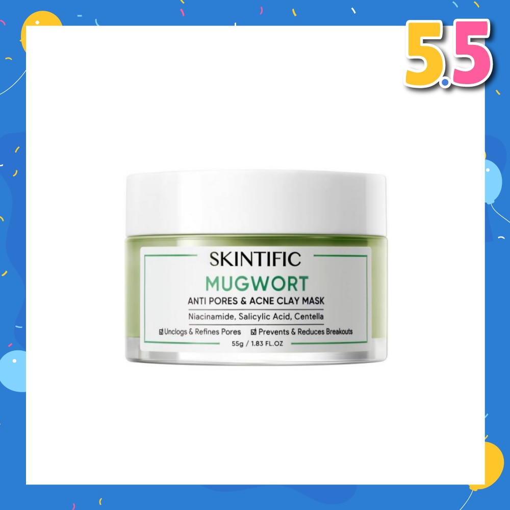 Mugwort Anti Pores & Acne Clay Mask (To Unclogs & Refines Pores, Prevents & Reduce Breakouts) 55g