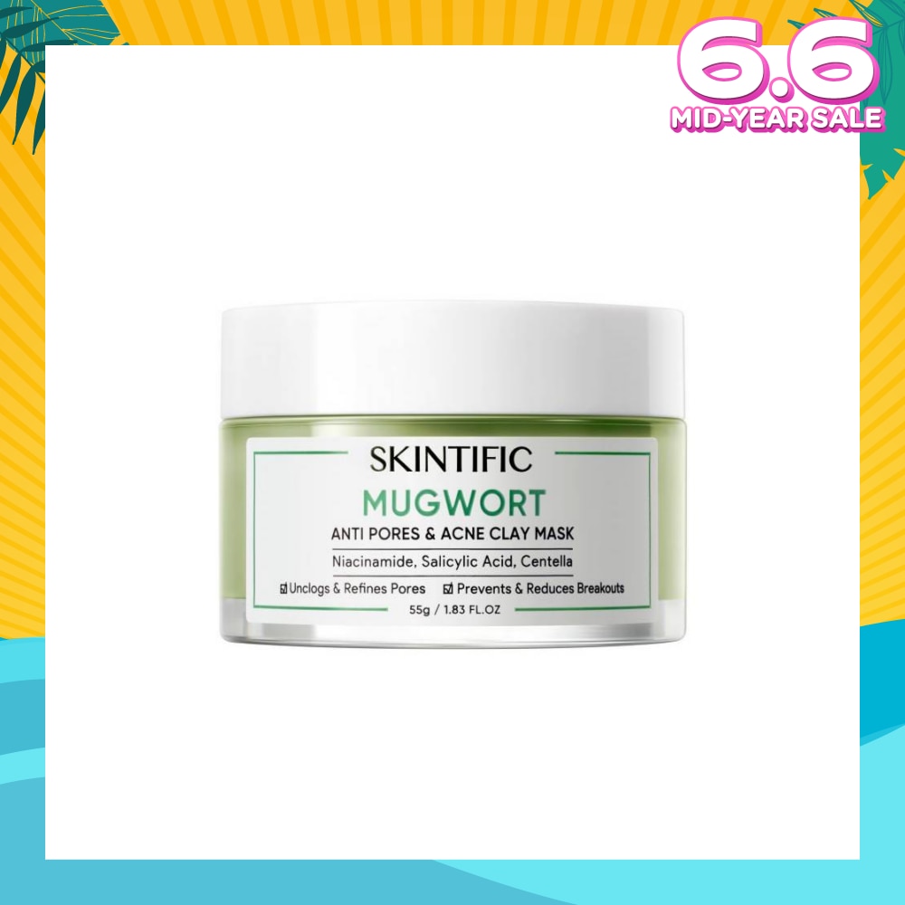 Mugwort Anti Pores & Acne Clay Mask (To Unclogs & Refines Pores, Prevents & Reduce Breakouts) 55g