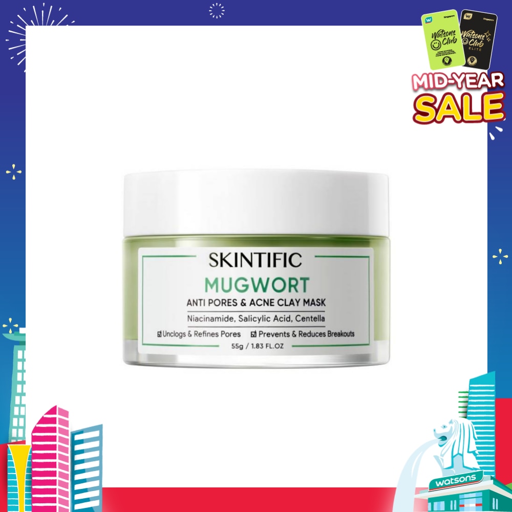Mugwort Anti Pores & Acne Clay Mask (To Unclogs & Refines Pores, Prevents & Reduce Breakouts) 55g