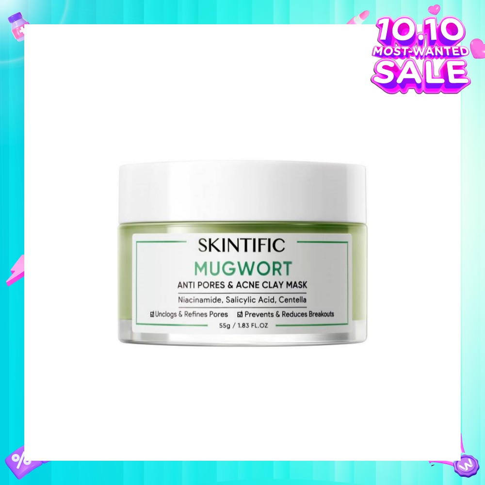Mugwort Anti Pores & Acne Clay Mask (To Unclogs & Refines Pores, Prevents & Reduce Breakouts) 55g