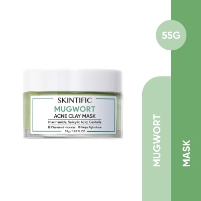 SKINTIFIC - Mugwort Anti Pores & Acne Clay Mask (To Unclogs & Refines Pores, Prevents & Reduce Breakouts) 55g