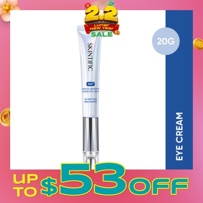 SKINTIFIC 360 Crystal Massager Lifting Eye Cream (To Reduces Fine Lines, Wrinkles, Puffiness & Dark Circles) 20g