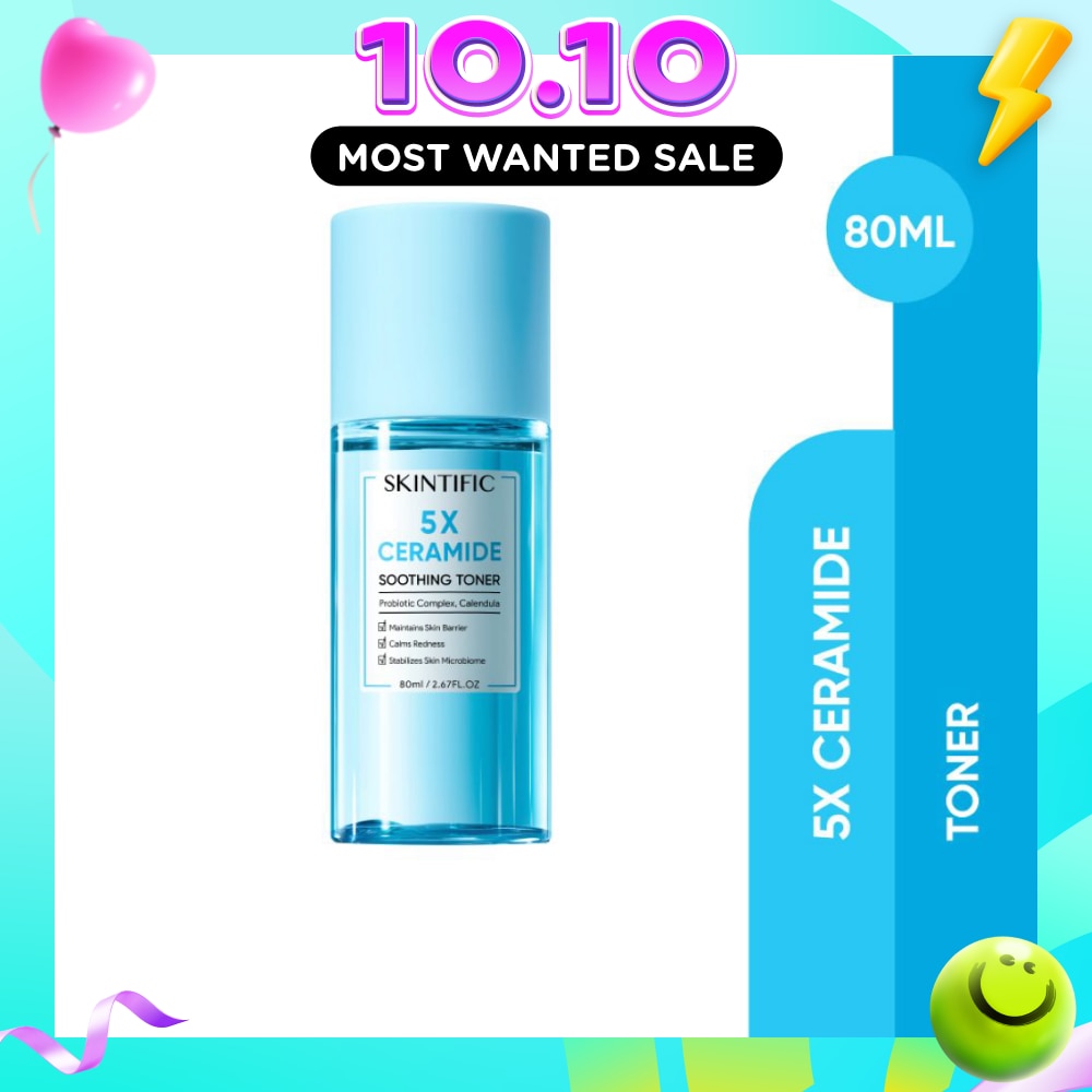 5X Ceramide Soothing Toner With Probiotic Complex & Calendula (To Maintains Skin Barrier, Calms Redness & Stabilizes Skin Microbiome) 80ml image