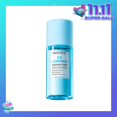 SKINTIFIC 5X Ceramide Soothing Toner With Probiotic Complex & Calendula (To Maintains Skin Barrier, Calms Redness & Stabilizes Skin Microbiome) 80ml