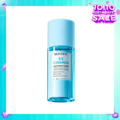 SKINTIFIC 5X Ceramide Soothing Toner With Probiotic Complex & Calendula (To Maintains Skin Barrier, Calms Redness & Stabilizes Skin Microbiome) 80ml