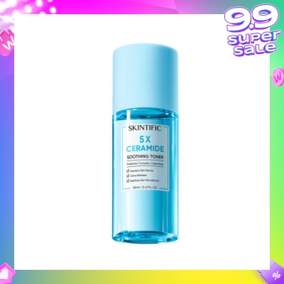 SKINTIFIC 5X Ceramide Soothing Toner With Probiotic Complex & Calendula (To Maintains Skin Barrier, Calms Redness & Stabilizes Skin Microbiome) 80ml