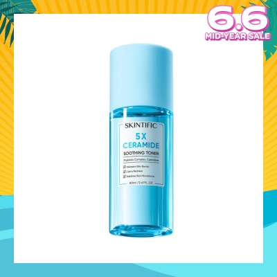 SKINTIFIC 5X Ceramide Soothing Toner With Probiotic Complex & Calendula (To Maintains Skin Barrier, Calms Redness & Stabilizes Skin Microbiome) 80ml