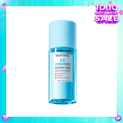 SKINTIFIC 5X Ceramide Soothing Toner With Probiotic Complex & Calendula (To Maintains Skin Barrier, Calms Redness & Stabilizes Skin Microbiome) 80ml