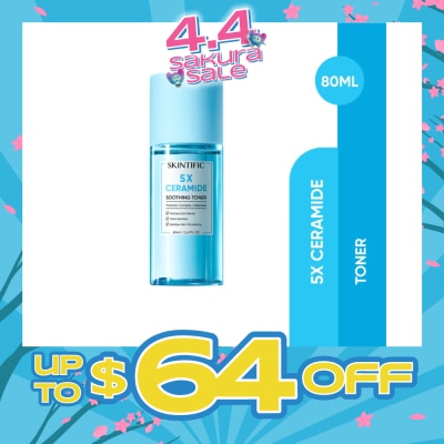 SKINTIFIC - 5X Ceramide Soothing Toner With Probiotic Complex & Calendula (To Maintains Skin Barrier, Calms Redness & Stabilizes Skin Microbiome) 80ml