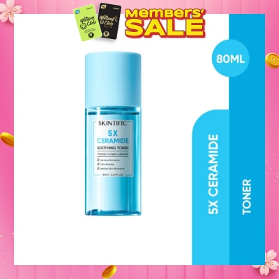 SKINTIFIC 5X Ceramide Soothing Toner With Probiotic Complex & Calendula (To Maintains Skin Barrier, Calms Redness & Stabilizes Skin Microbiome) 80ml