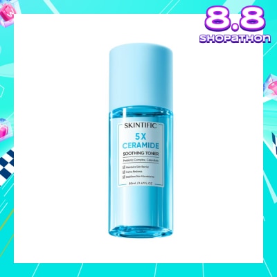 SKINTIFIC 5X Ceramide Soothing Toner With Probiotic Complex & Calendula (To Maintains Skin Barrier, Calms Redness & Stabilizes Skin Microbiome) 80ml
