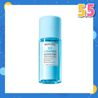 SKINTIFIC 5X Ceramide Soothing Toner With Probiotic Complex & Calendula (To Maintains Skin Barrier, Calms Redness & Stabilizes Skin Microbiome) 80ml