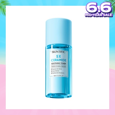 SKINTIFIC 5X Ceramide Soothing Toner With Probiotic Complex & Calendula (To Maintains Skin Barrier, Calms Redness & Stabilizes Skin Microbiome) 80ml