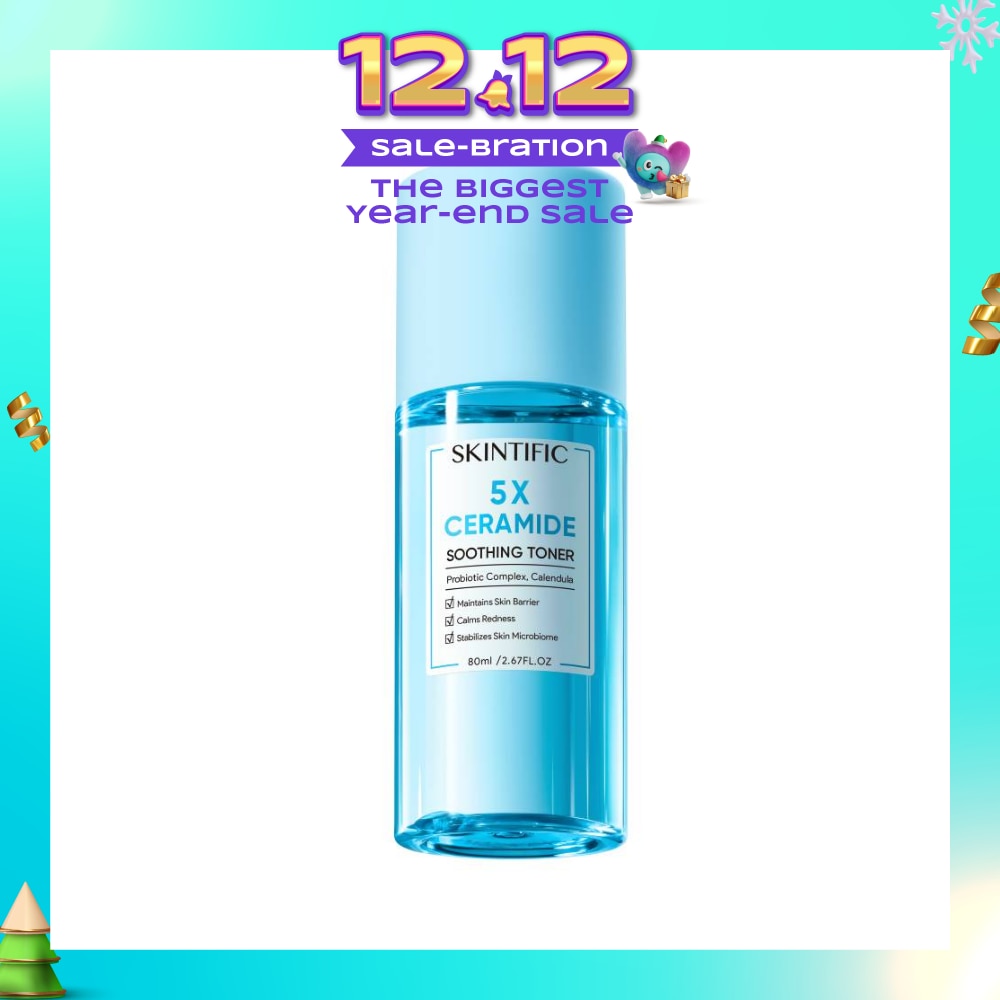 5X Ceramide Soothing Toner With Probiotic Complex & Calendula (To Maintains Skin Barrier, Calms Redness & Stabilizes Skin Microbiome) 80ml