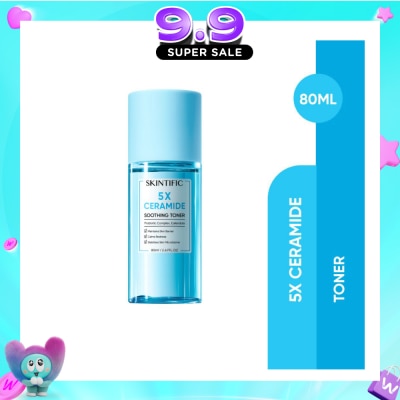 SKINTIFIC - 5X Ceramide Soothing Toner With Probiotic Complex & Calendula (To Maintains Skin Barrier, Calms Redness & Stabilizes Skin Microbiome) 80ml image