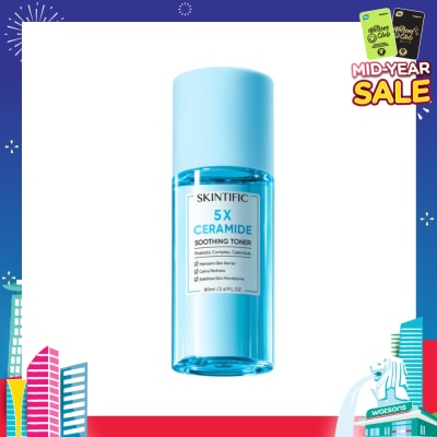 SKINTIFIC 5X Ceramide Soothing Toner With Probiotic Complex & Calendula (To Maintains Skin Barrier, Calms Redness & Stabilizes Skin Microbiome) 80ml