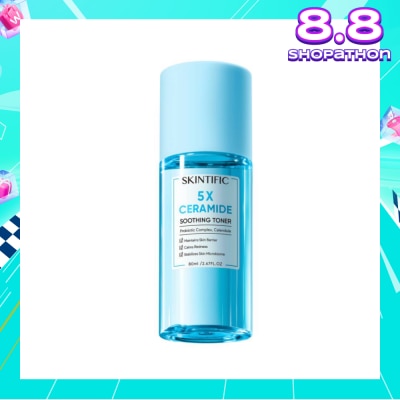 SKINTIFIC 5X Ceramide Soothing Toner With Probiotic Complex & Calendula (To Maintains Skin Barrier, Calms Redness & Stabilizes Skin Microbiome) 80ml