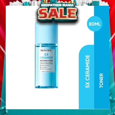 SKINTIFIC - 5X Ceramide Soothing Toner With Probiotic Complex & Calendula (To Maintains Skin Barrier, Calms Redness & Stabilizes Skin Microbiome) 80ml