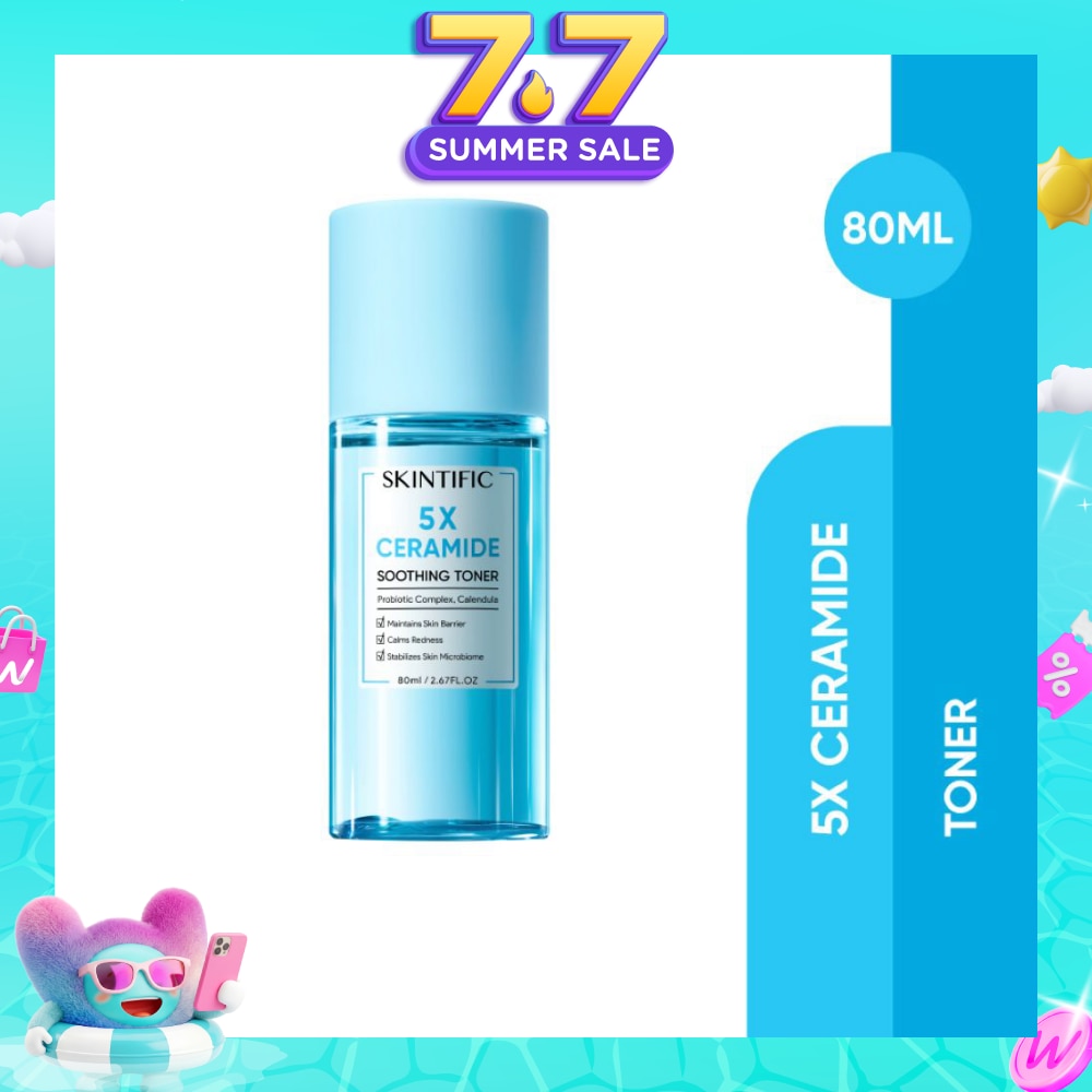 5X Ceramide Soothing Toner With Probiotic Complex & Calendula (To Maintains Skin Barrier, Calms Redness & Stabilizes Skin Microbiome) 80ml