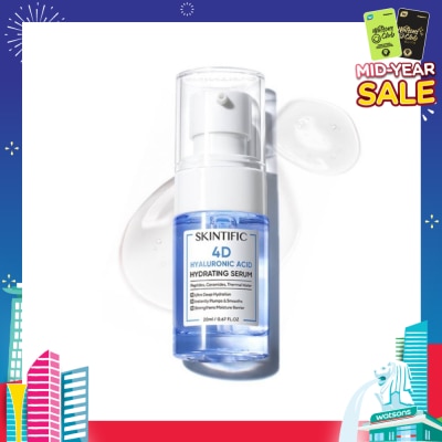 SKINTIFIC 4D Hyaluronic Acid Hydrating Serum (For Ultra Deep Hydration, Instantly Plump & Smooths & Strengthens Moisture Barrier) 20ml