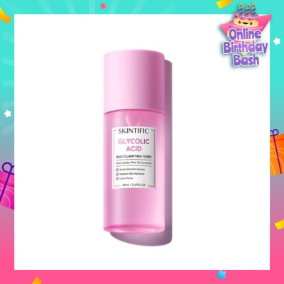 SKINTIFIC Glycolic Acid Daily Clarifying Toner (To Gently Smooths Bumps, Restores Skin Radiance & Clears Pores) 80ml