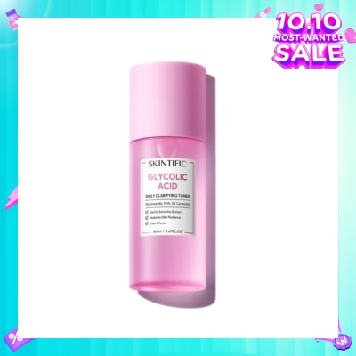 SKINTIFIC Glycolic Acid Daily Clarifying Toner (To Gently Smooths Bumps, Restores Skin Radiance & Clears Pores) 80ml