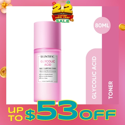 SKINTIFIC Glycolic Acid Daily Clarifying Toner (To Gently Smooths Bumps, Restores Skin Radiance & Clears Pores) 80ml