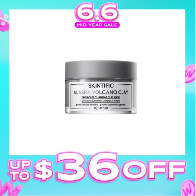 SKINTIFIC - Alaska Volcano Clay Deep Pores Cleansing Clay Mask (To Gently Exfoliates & Refines Skin, Purifies & Tightens Pore Appearance) 55g