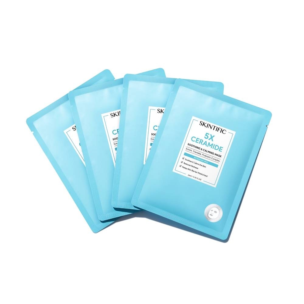 5X Ceramide Soothing & Calming Sheet Mask (To Soothes & Calms The Skin, Reduce Redness & Keeps Skin Barrier Moisturized) 4s