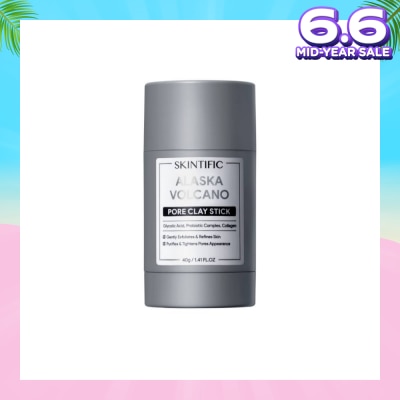 SKINTIFIC Alaska Volcano Pore Clay Stick (To Gently Exfoliates & Refines Skin, Purifies & Tightens Pores Appearance) 40g