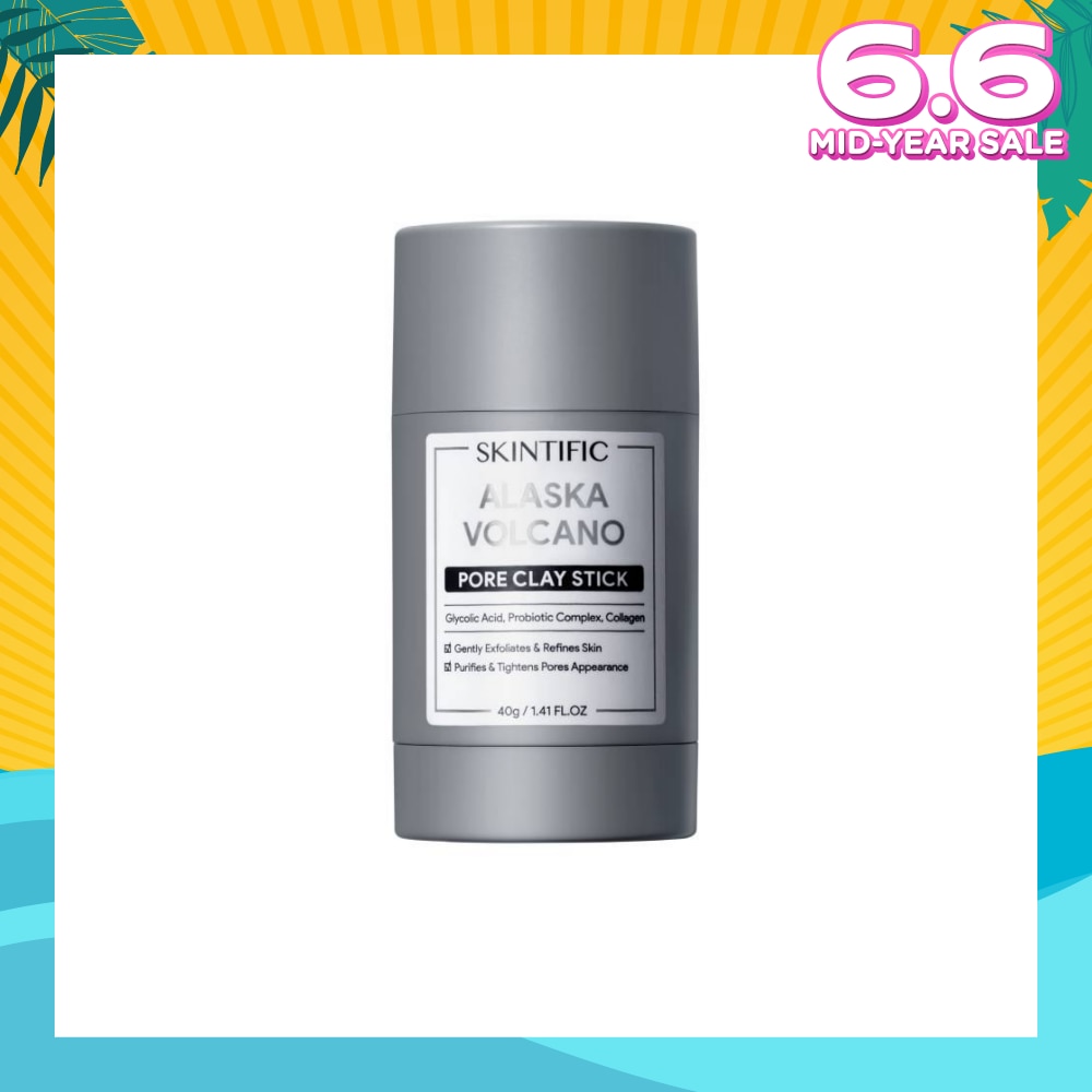Alaska Volcano Pore Clay Stick (To Gently Exfoliates & Refines Skin, Purifies & Tightens Pores Appearance) 40g