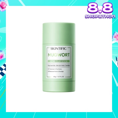 SKINTIFIC Mugwort Acne Clay Stick (To Cleanses, Hydrates, Reduce Acne & Bumps) 40g
