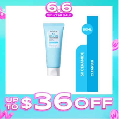 SKINTIFIC - 5X Ceramide Low pH Cleanser (Suitable For Sensitive Skin, To Cleanses & Hydrates & Maintains Skin Barrier) 80ml