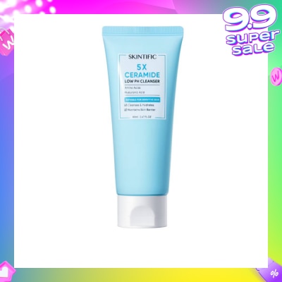 SKINTIFIC 5X Ceramide Low pH Cleanser (Suitable For Sensitive Skin, To Cleanses & Hydrates & Maintains Skin Barrier) 80ml