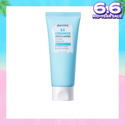 SKINTIFIC 5X Ceramide Low pH Cleanser (Suitable For Sensitive Skin, To Cleanses & Hydrates & Maintains Skin Barrier) 80ml