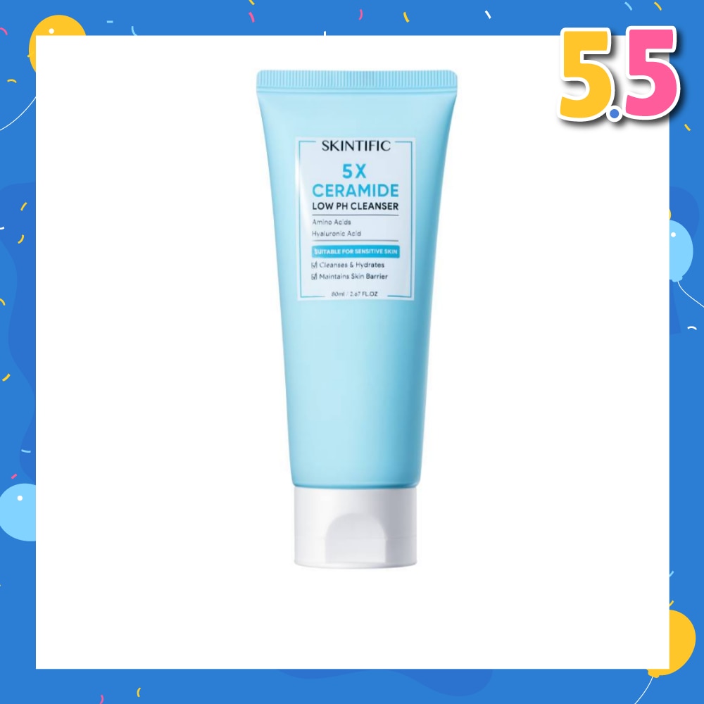 5X Ceramide Low pH Cleanser (Suitable For Sensitive Skin, To Cleanses & Hydrates & Maintains Skin Barrier) 80ml
