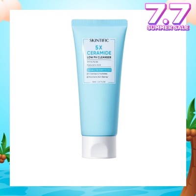 SKINTIFIC 5X Ceramide Low pH Cleanser (Suitable For Sensitive Skin, To Cleanses & Hydrates & Maintains Skin Barrier) 80ml
