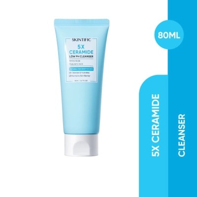 SKINTIFIC 5X Ceramide Low pH Cleanser (Suitable For Sensitive Skin, To Cleanses & Hydrates & Maintains Skin Barrier) 80ml