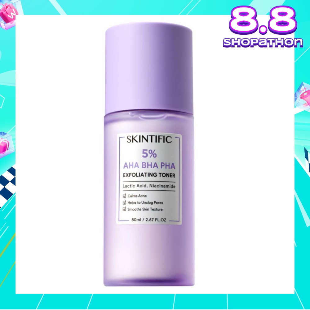 5% AHA BHA PHA Exfoliating Toner (To Calms Acne, Helps Unclog Pores & Smooths Skin Texture) 80ml