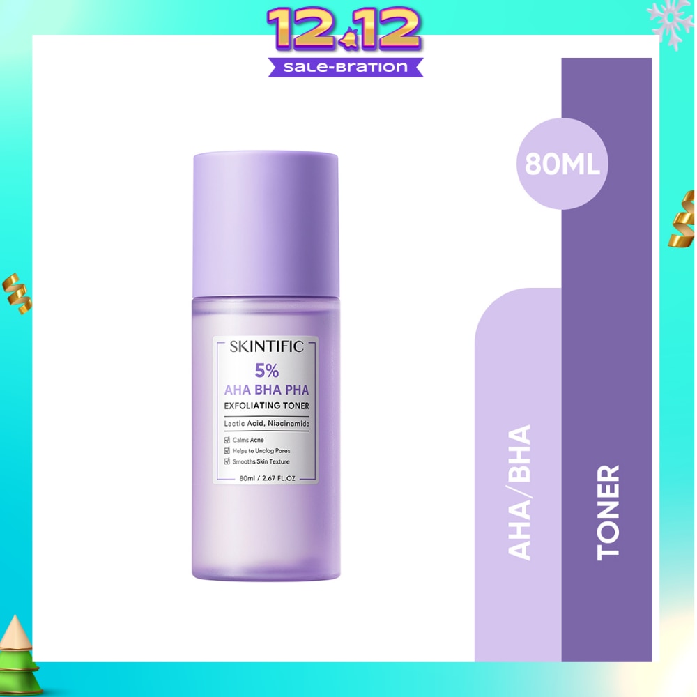 5% AHA BHA PHA Exfoliating Toner (To Calms Acne, Helps Unclog Pores & Smooths Skin Texture) 80ml (Expiry: Aug`2026)