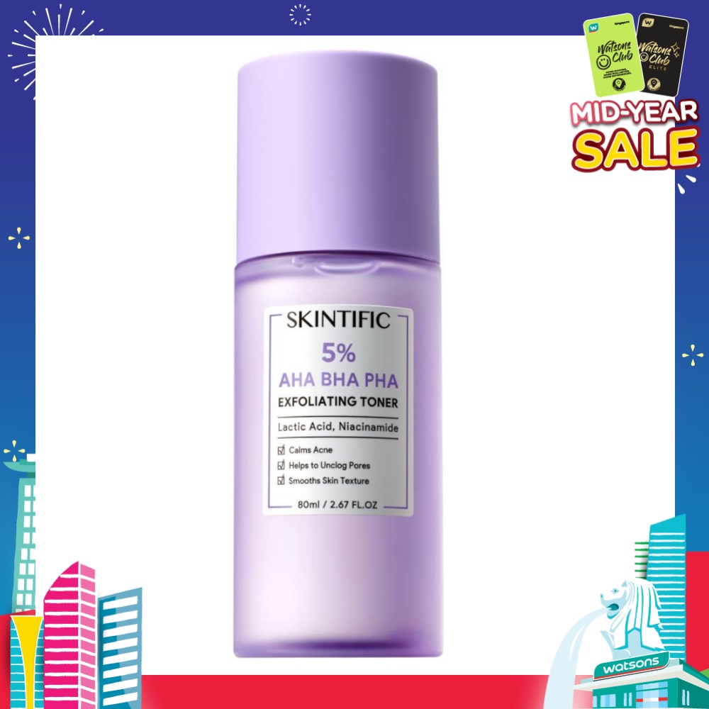 5% AHA BHA PHA Exfoliating Toner (To Calms Acne, Helps Unclog Pores & Smooths Skin Texture) 80ml