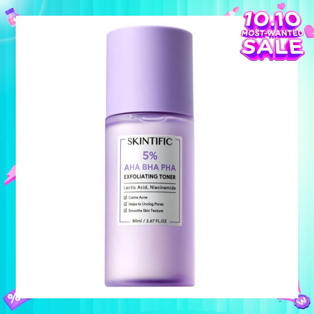 5% AHA BHA PHA Exfoliating Toner (To Calms Acne, Helps Unclog Pores & Smooths Skin Texture) 80ml