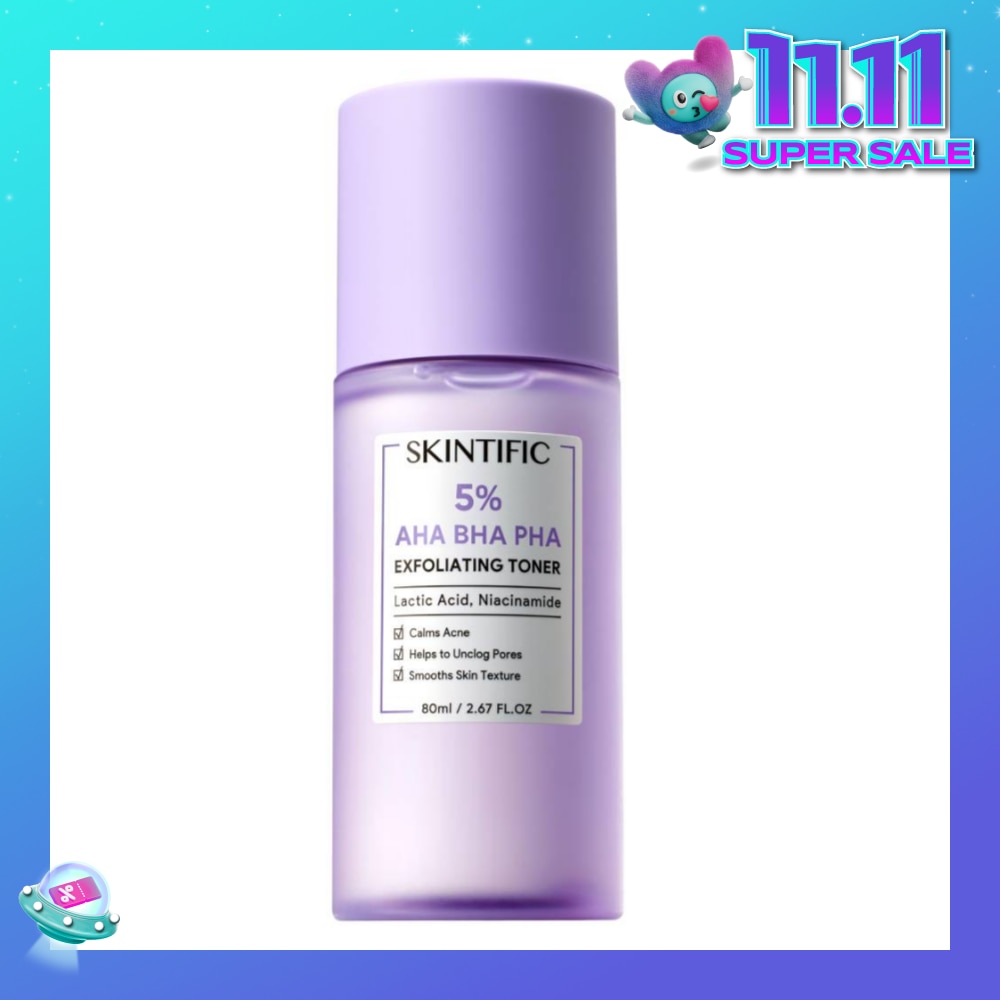 5% AHA BHA PHA Exfoliating Toner (To Calms Acne, Helps Unclog Pores & Smooths Skin Texture) 80ml (Expiry: Aug`2026)
