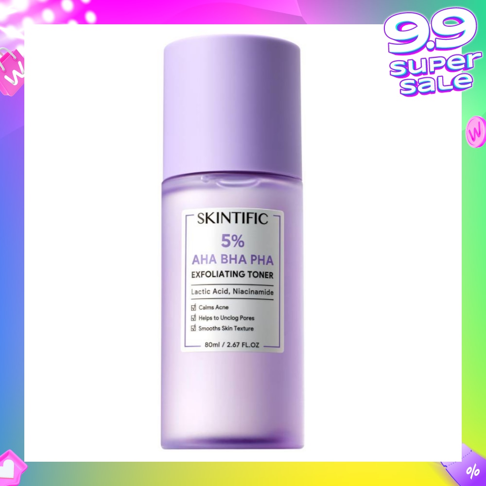5% AHA BHA PHA Exfoliating Toner (To Calms Acne, Helps Unclog Pores & Smooths Skin Texture) 80ml
