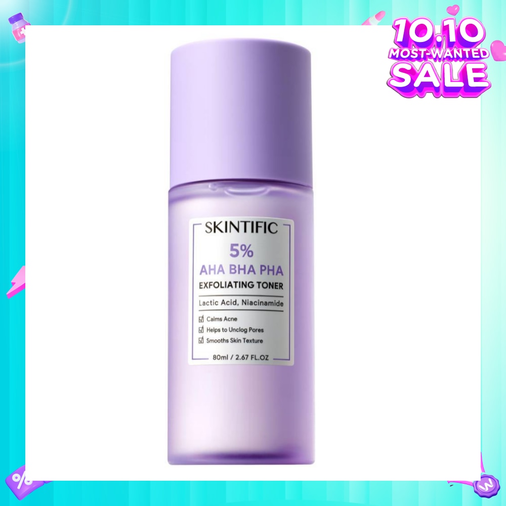 5% AHA BHA PHA Exfoliating Toner (To Calms Acne, Helps Unclog Pores & Smooths Skin Texture) 80ml